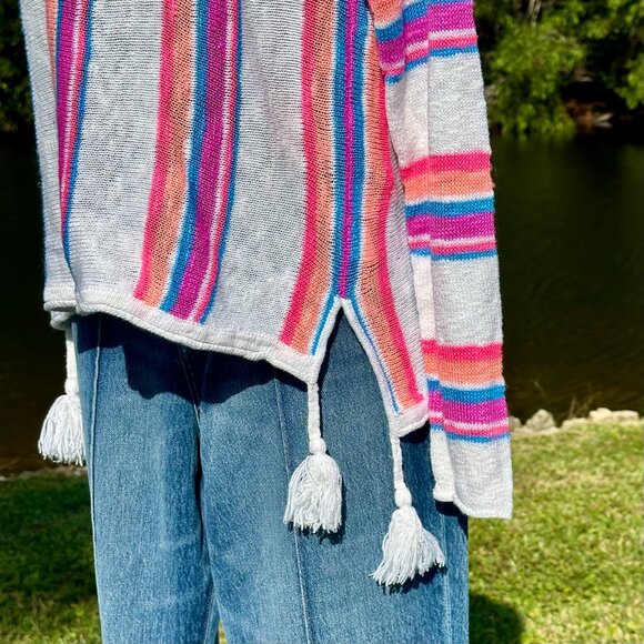Lilly Pulitzer Rozalia Striped Cotton Beach Sweater Side Tassel-Embellished EUC - Picture 8 of 16